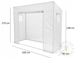 Szklarnia ogrodowa warzywniak tunel foliowy na pomidory biała 200 x 77 x 168/146 cm