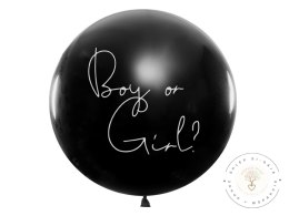 Balon Gender Reveal Chłopiec czy dziewczynka niebieskie konfetti 100cm