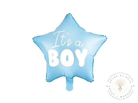 Balon foliowy "It's a boy" na baby shower gwiazda niebieska 48cm