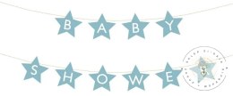 Baner napis na baby shower gwiazdki jasnoniebieskie 290cm x 16,5cm