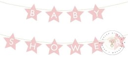 Baner napis na baby shower gwiazdki jasnoróżowe 290cm x 16,5cm