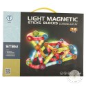 Klocki magnetyczne LED magnetic sticks duże patyczki świecące dla małych dzieci 76 elementów