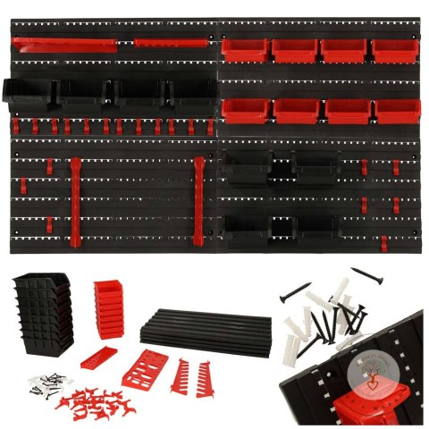 Organizer ścienny warsztatowy garażowy ścianka narzędziowa półki uchwyty haczyki wieszaki pojemniki 48x21x1 cm KAFUWELL