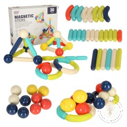 Klocki magnetyczne magnetic sticks dla małych dzieci duże patyczki 36 elementów w pudełku