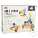 Klocki magnetyczne magnetic sticks dla małych dzieci duże patyczki 36 elementów w pudełku