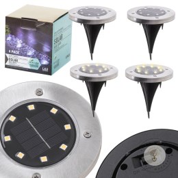 Lampy ogrodowe solarne najazdowe gruntowe 8LED 4szt. zimny biały