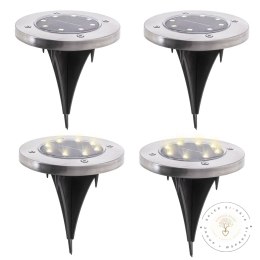 Lampy ogrodowe solarne najazdowe gruntowe 8LED 4szt. zimny biały