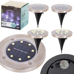 Lampy solarne gruntowe najazdowe ogrodowe 8LED 4szt. ciepły biały