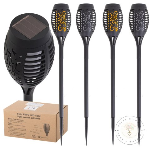 Lampy solarne ogrodowe pochodnie 12LED 4szt.