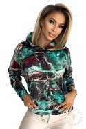 390-2 Bluza kangurka z kapturem - turkusowo-brązowy marmur - XXL Numoco