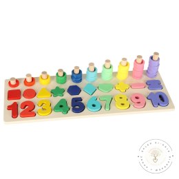 Liczydło drewniane sorter cyfry montessori 3w1 13x36cm