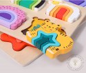 PUZZLE DREWNIANE KSZTAŁTY DOPASOWYWANIE EDUKACYJNE ZWIERZĘTA MONTESSORI