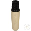 Zestaw do karaoke mikrofon + głośnik przenośny BLUETOOTH USB LED beżowy